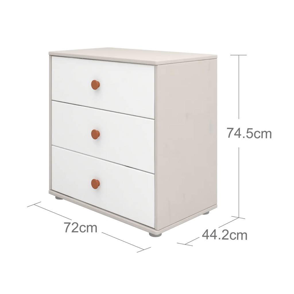 Chest with 3 Drawers, Grey
