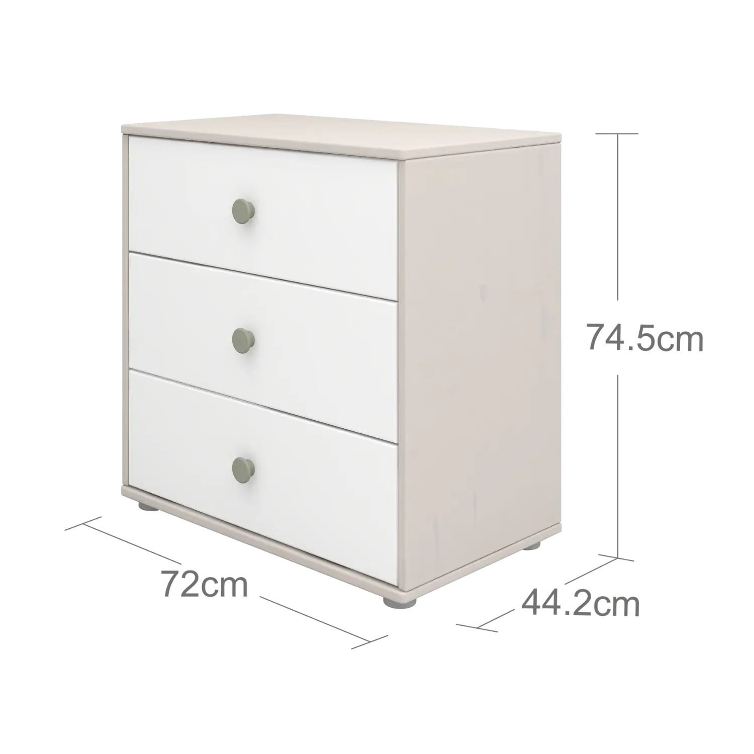 Chest with 3 Drawers, Grey