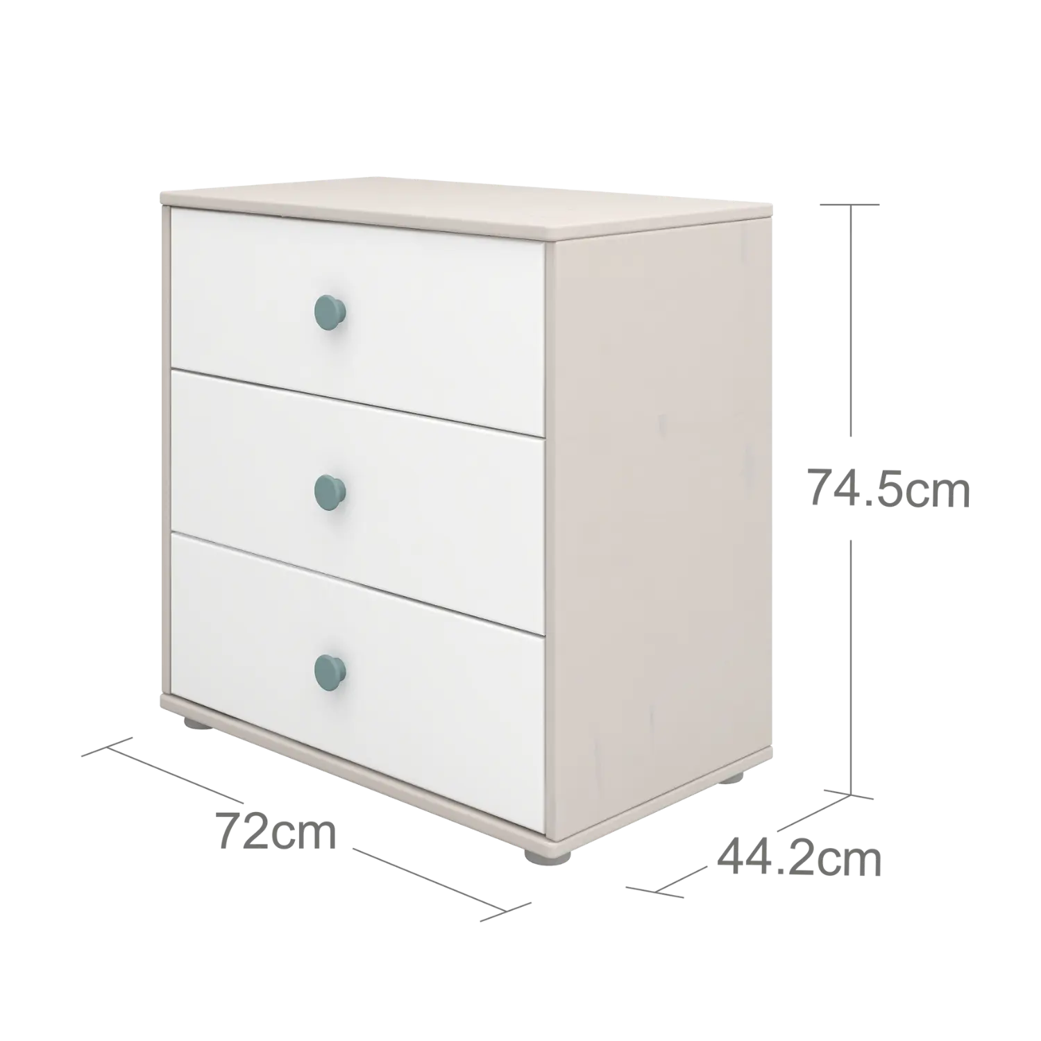 Chest with 3 Drawers, Grey