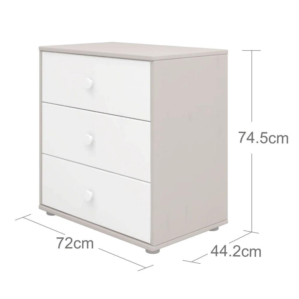 Chest with 3 Drawers, Grey