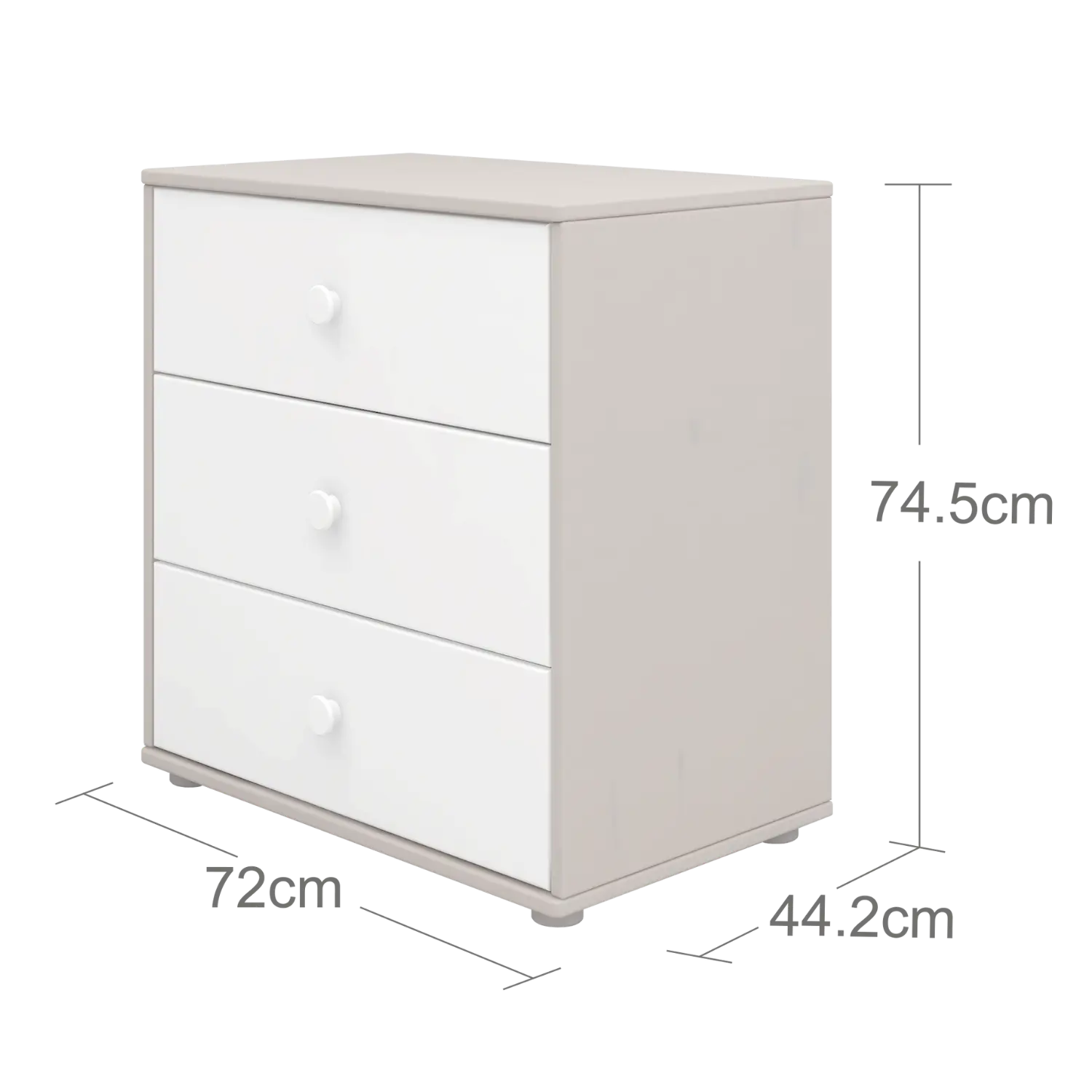 Chest with 3 Drawers, Grey
