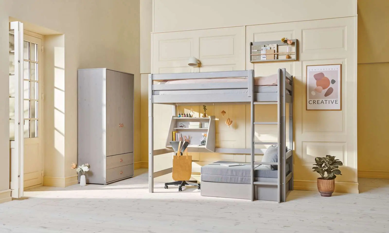 Click-on Desk for High-Beds, Grey