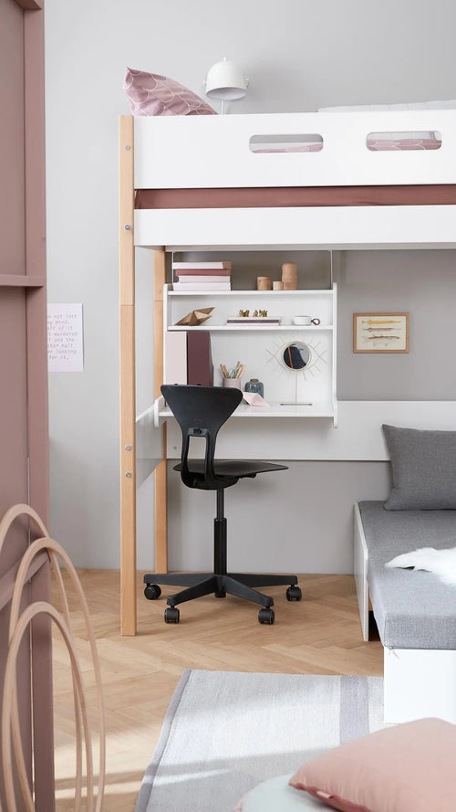 Click-on Desk with Shelf, White