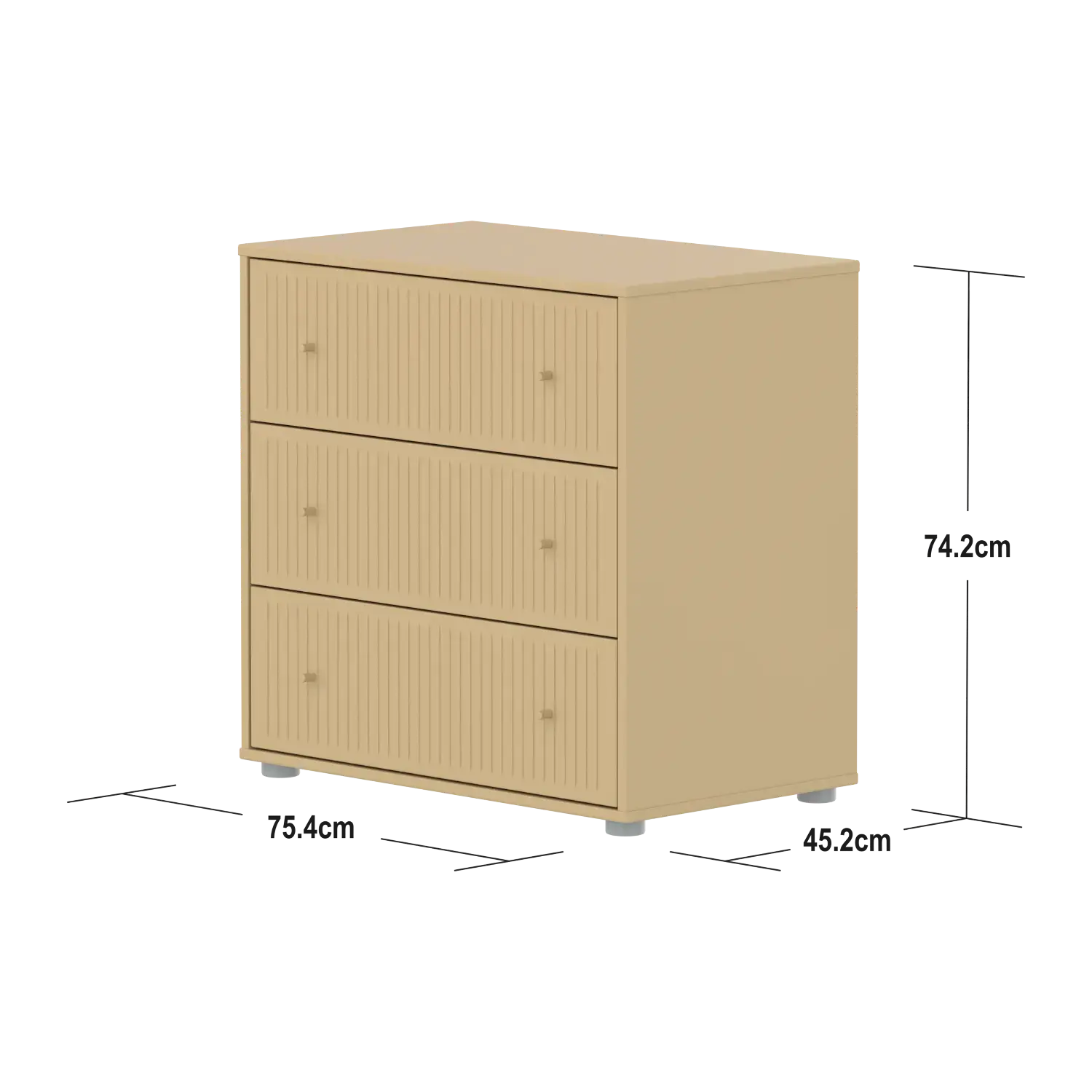 SAGA Chest, 3 drawer, Sand with Grooves