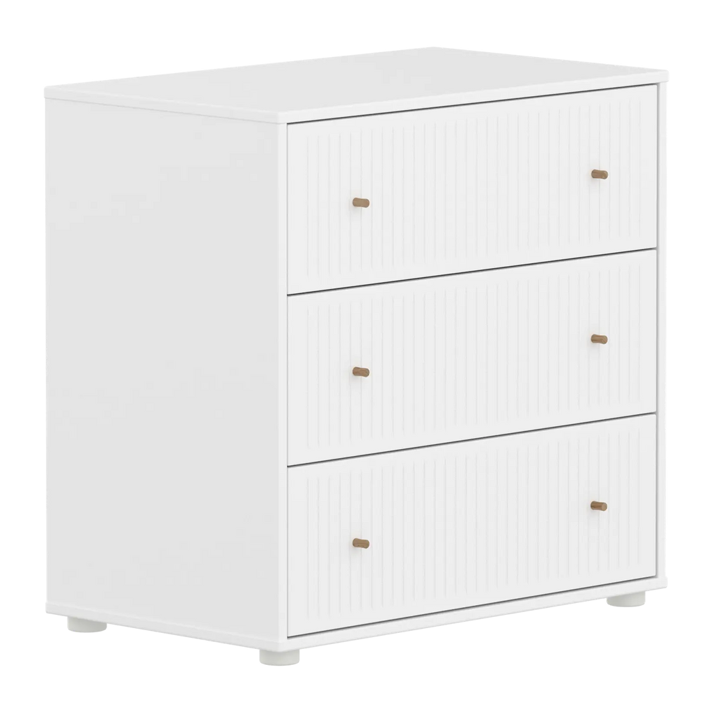 SAGA Chest, 3 drawer, White with Grooves