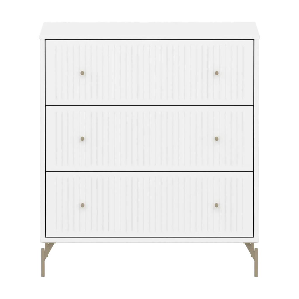 SAGA Chest, 3 drawer, White with Grooves