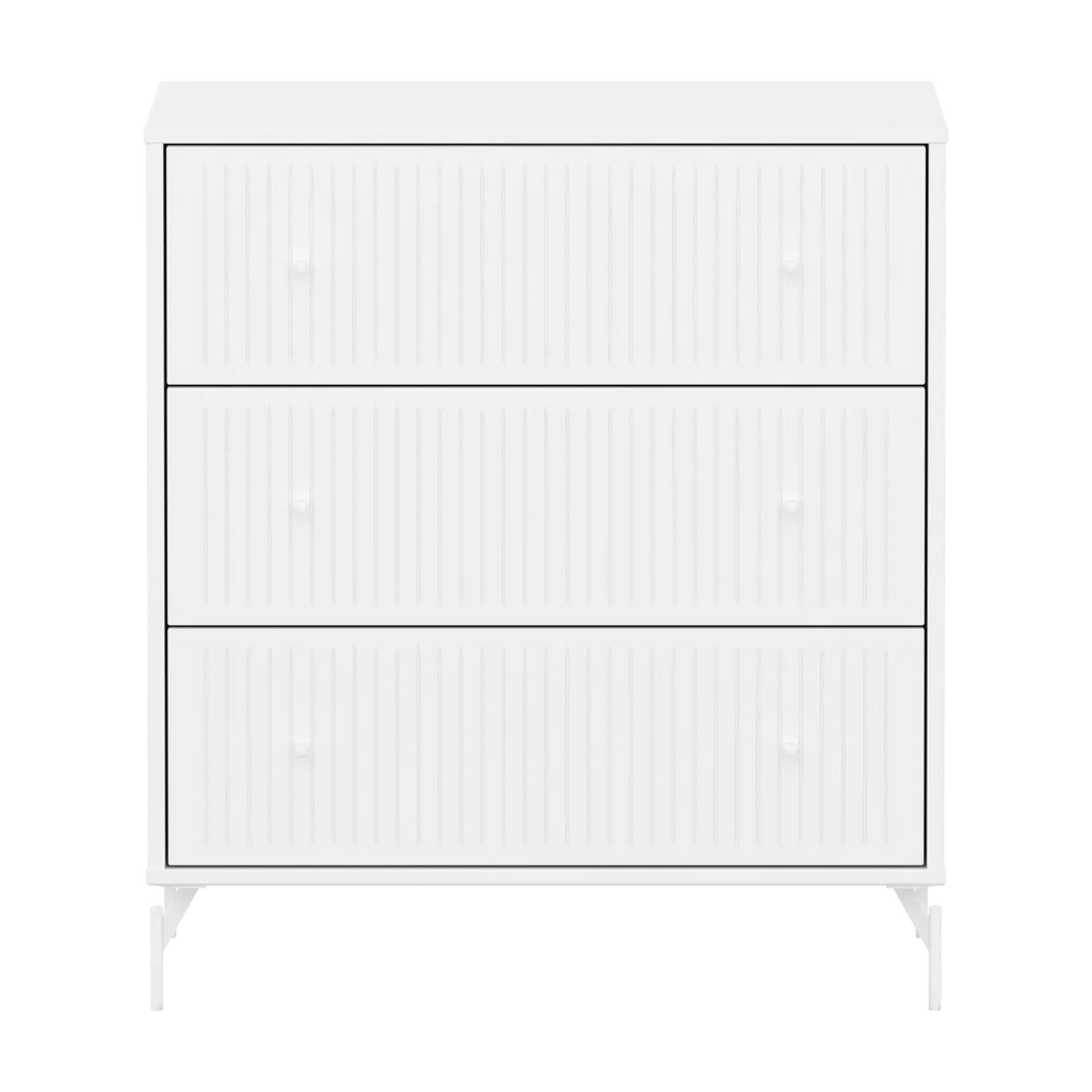 SAGA Chest, 3 drawer, White with Grooves