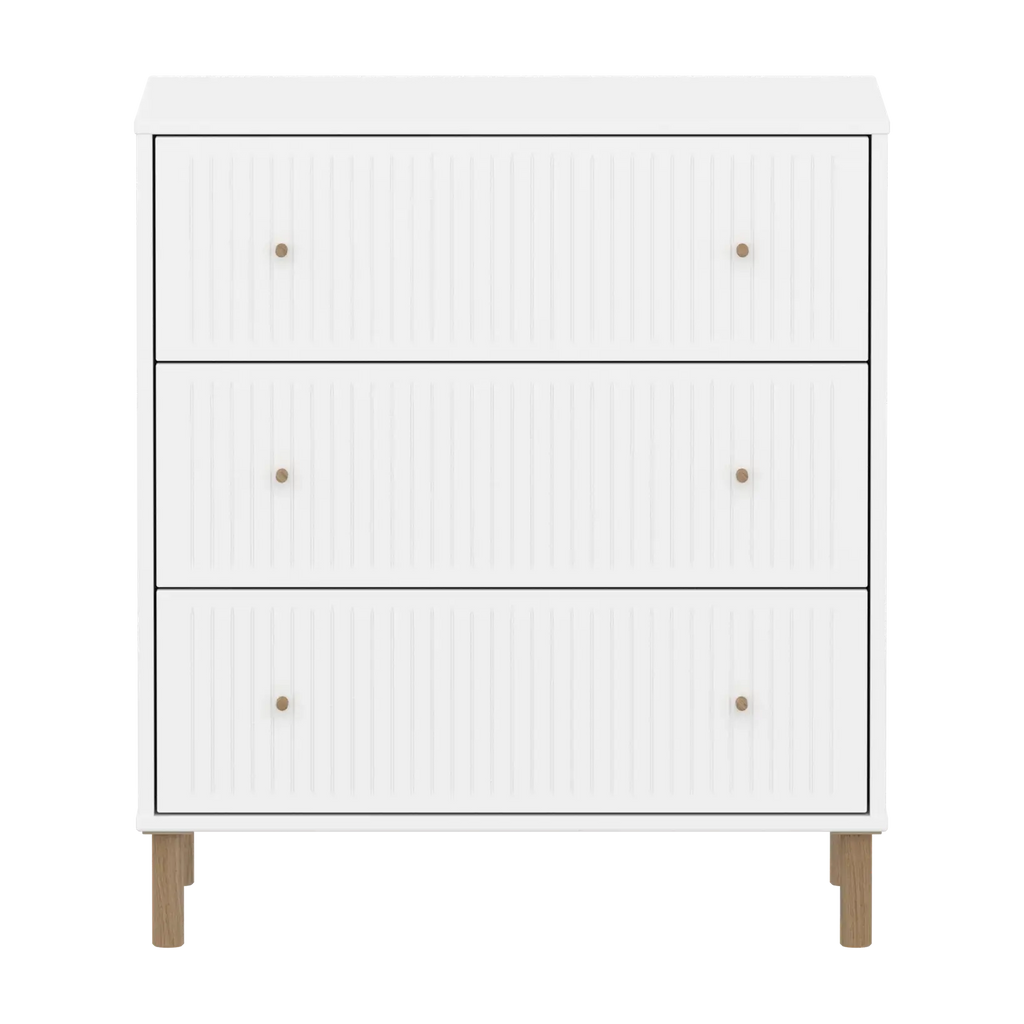 SAGA Chest, 3 drawer, White with Grooves