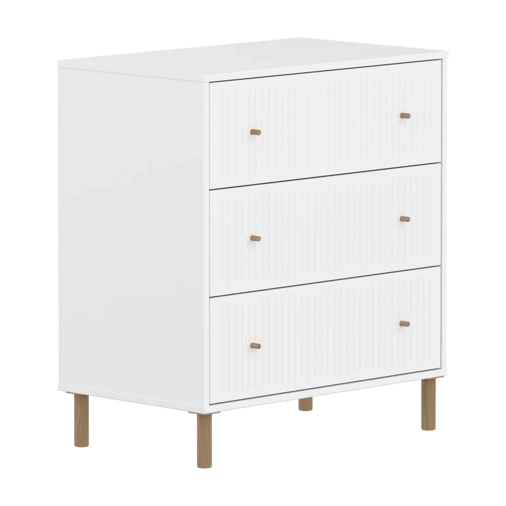 SAGA Chest, 3 drawer, White with Grooves
