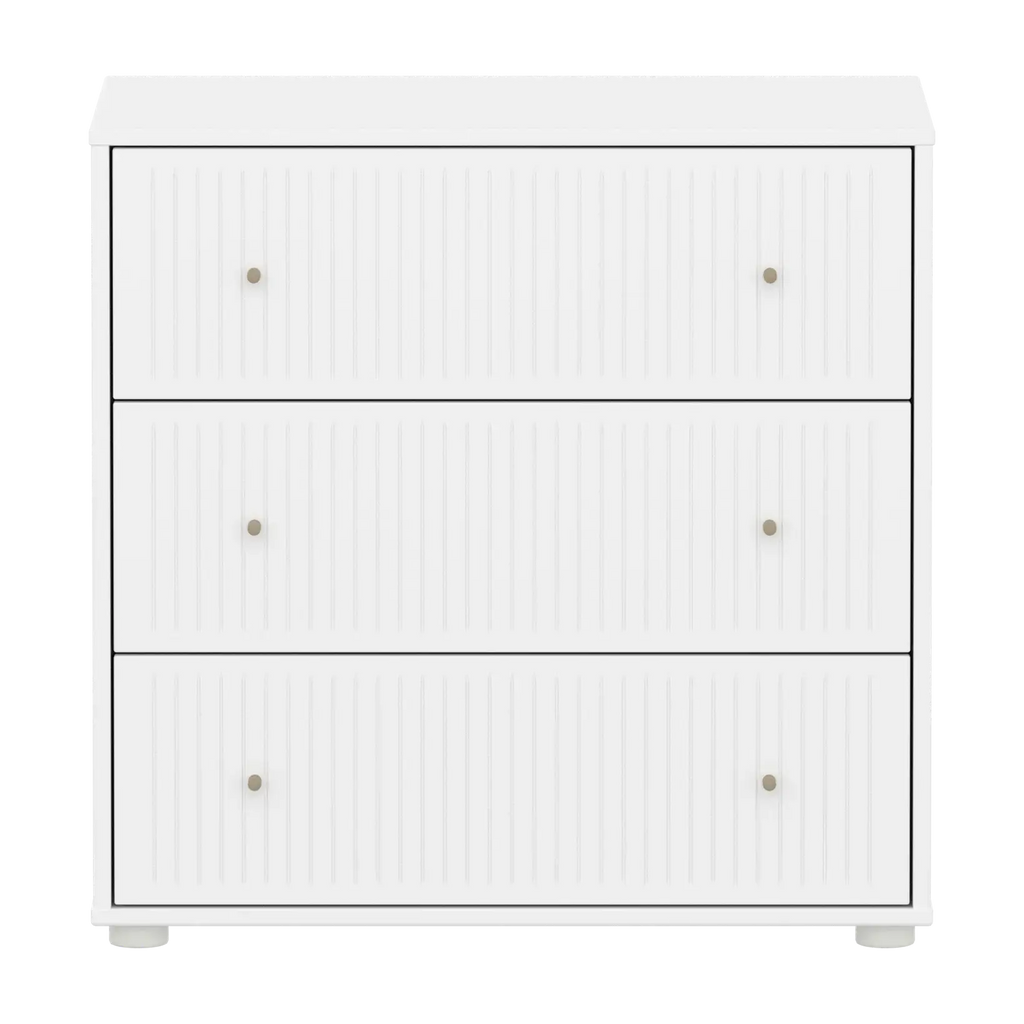 SAGA Chest, 3 drawer, White with Grooves