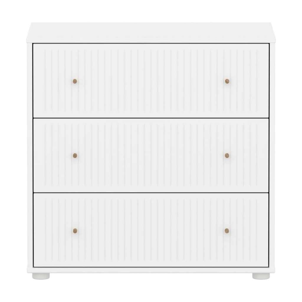 SAGA Chest, 3 drawer, White with Grooves