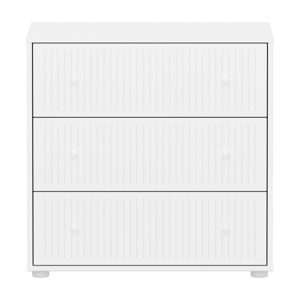 SAGA Chest, 3 drawer, White with Grooves