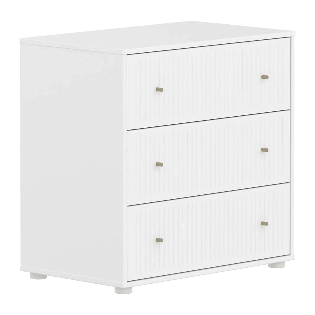 SAGA Chest, 3 drawer, White with Grooves
