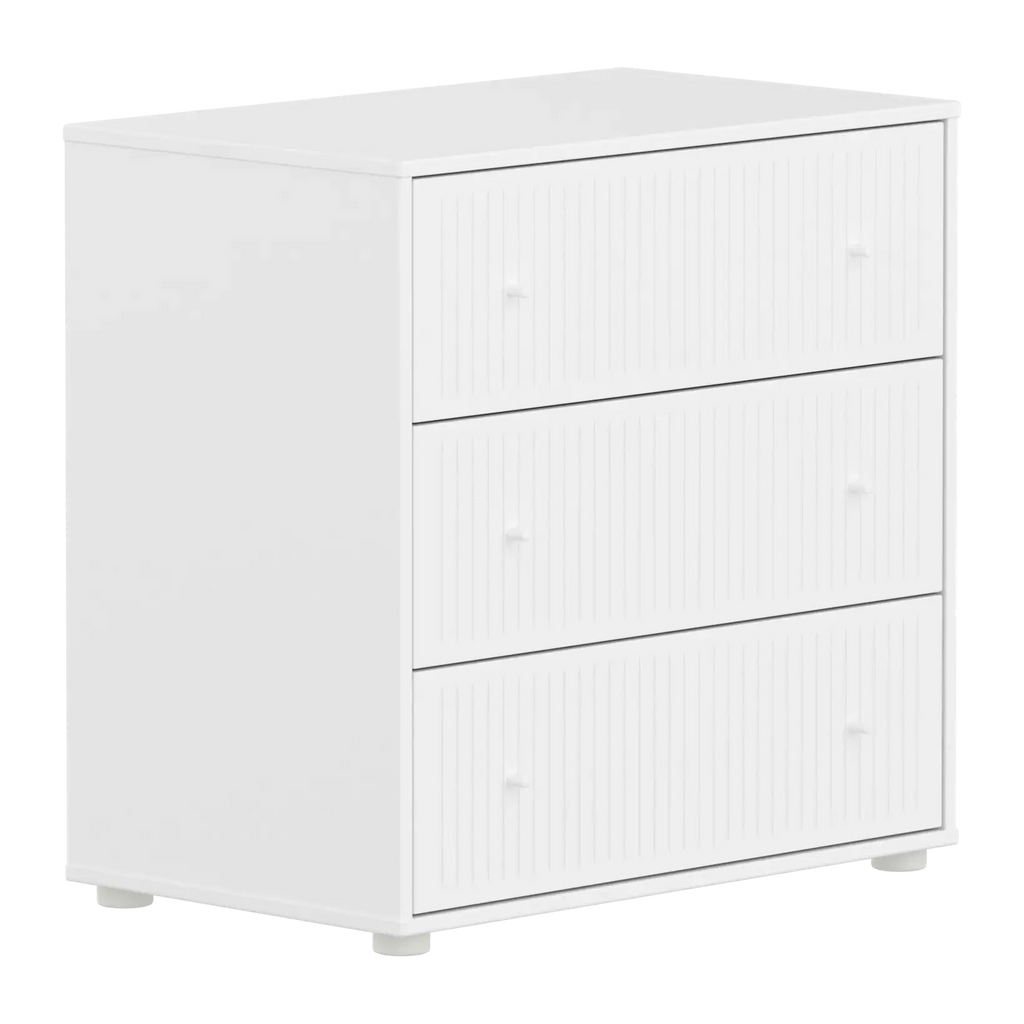 SAGA Chest, 3 drawer, White with Grooves