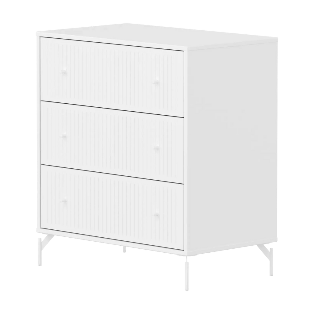 SAGA Chest, 3 drawer, White with Grooves