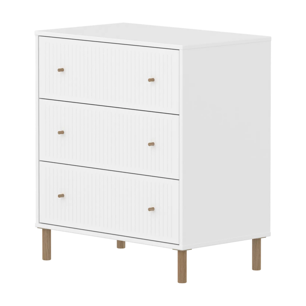 SAGA Chest, 3 drawer, White with Grooves