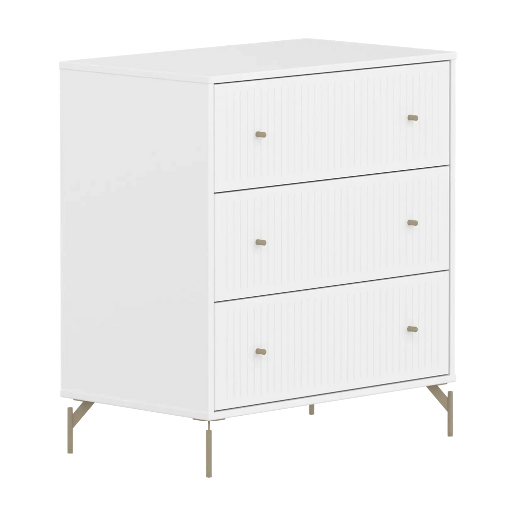 SAGA Chest, 3 drawer, White with Grooves