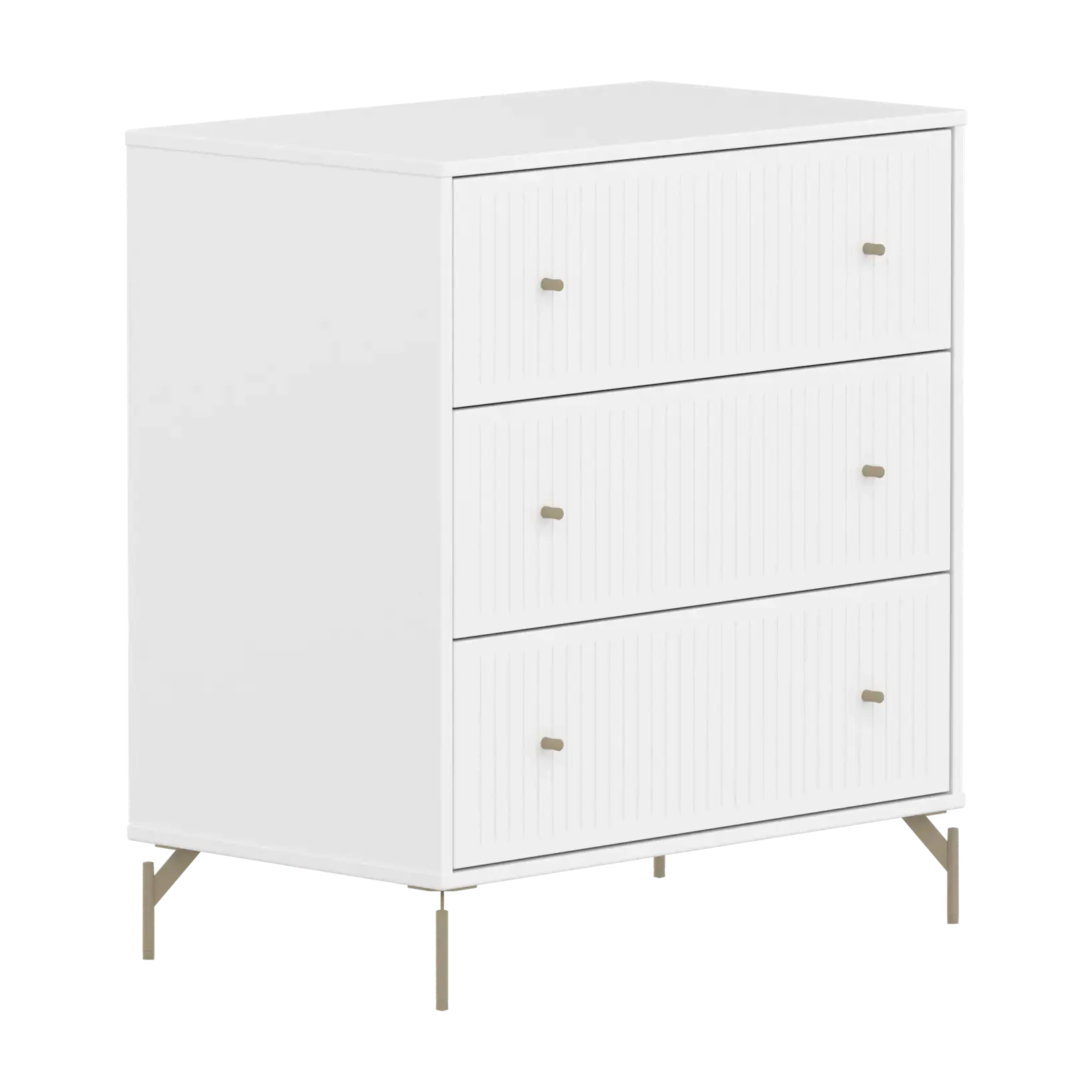 SAGA Chest, 3 drawer, White with Grooves