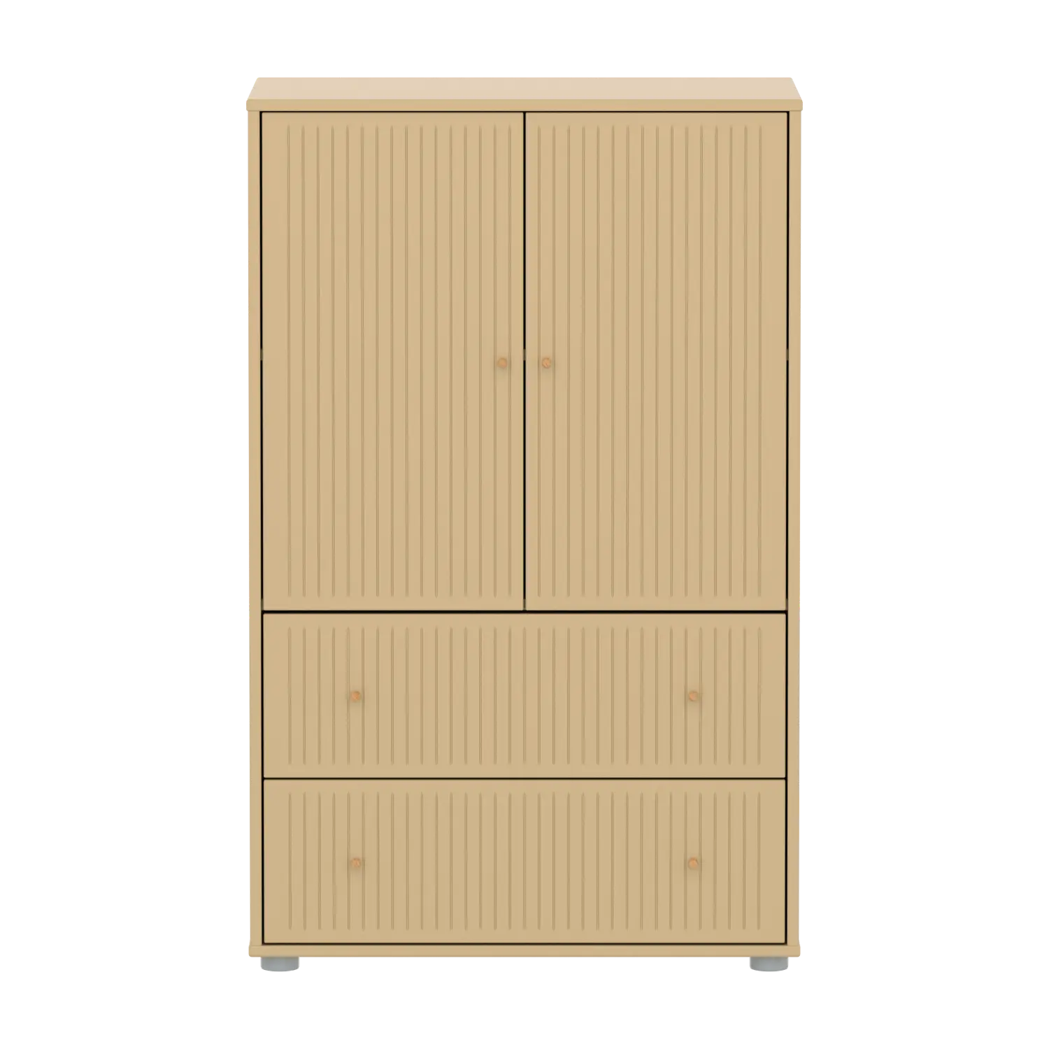 SAGA Cupboard, 2 door & 2 drawer, Sand with grooves