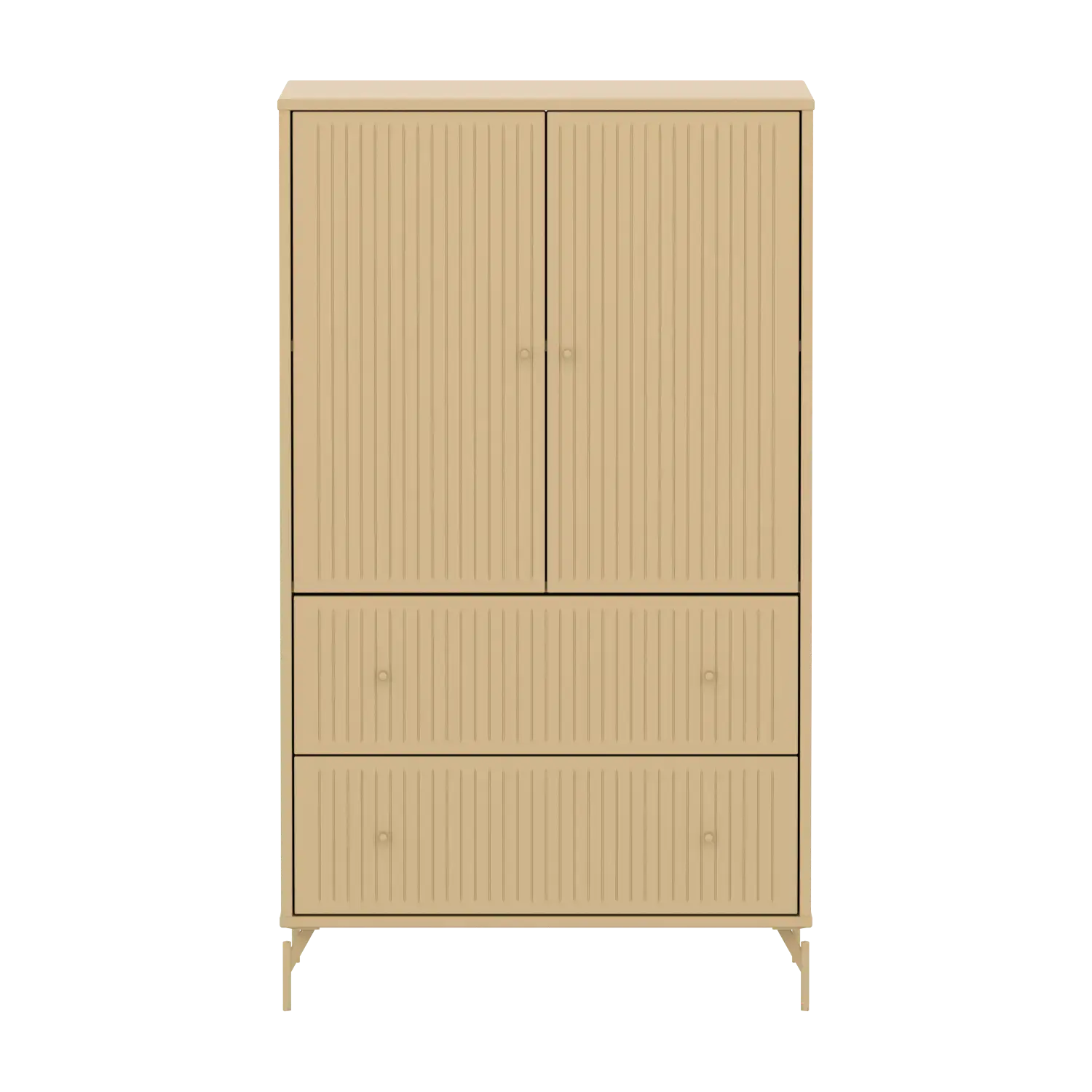 SAGA Cupboard, 2 door & 2 drawer, Sand with grooves