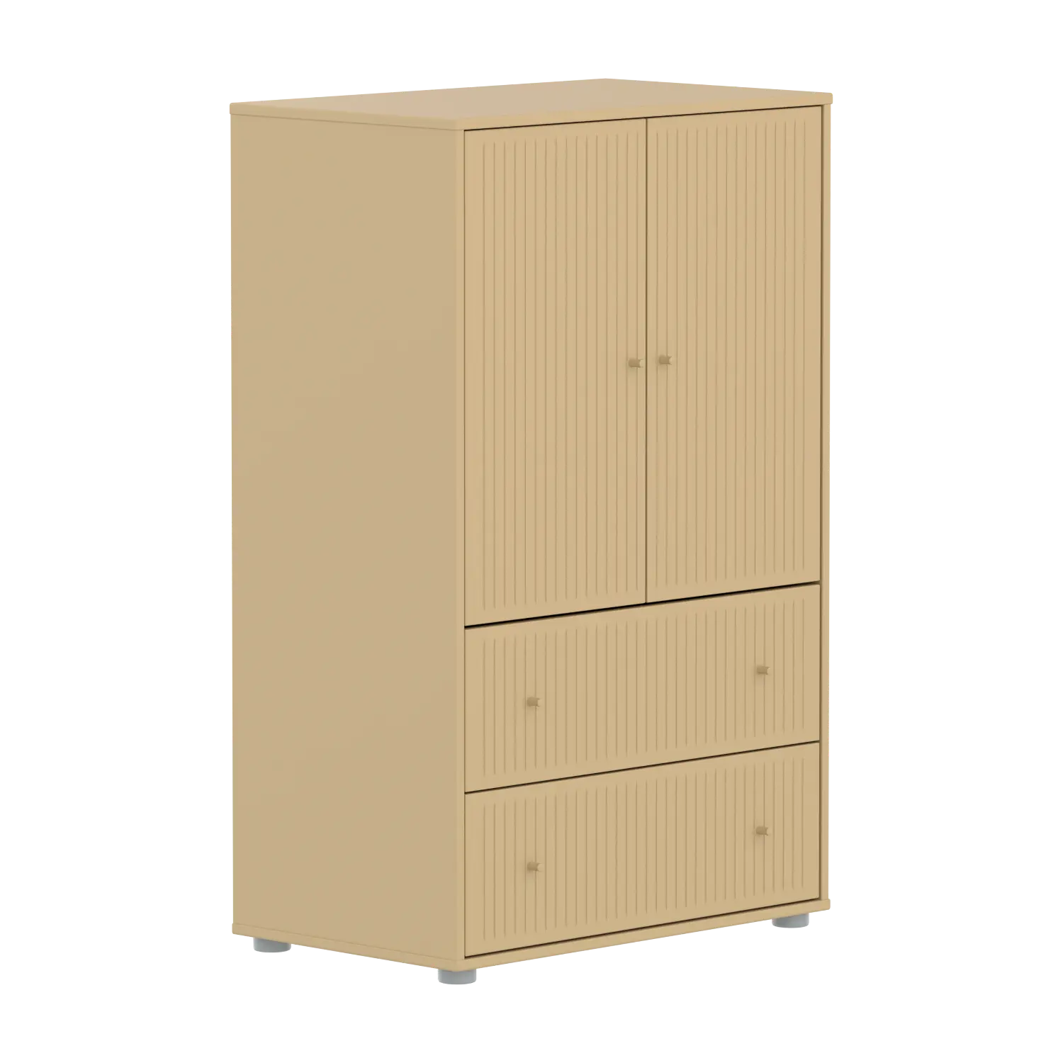 SAGA Cupboard, 2 door & 2 drawer, Sand with grooves
