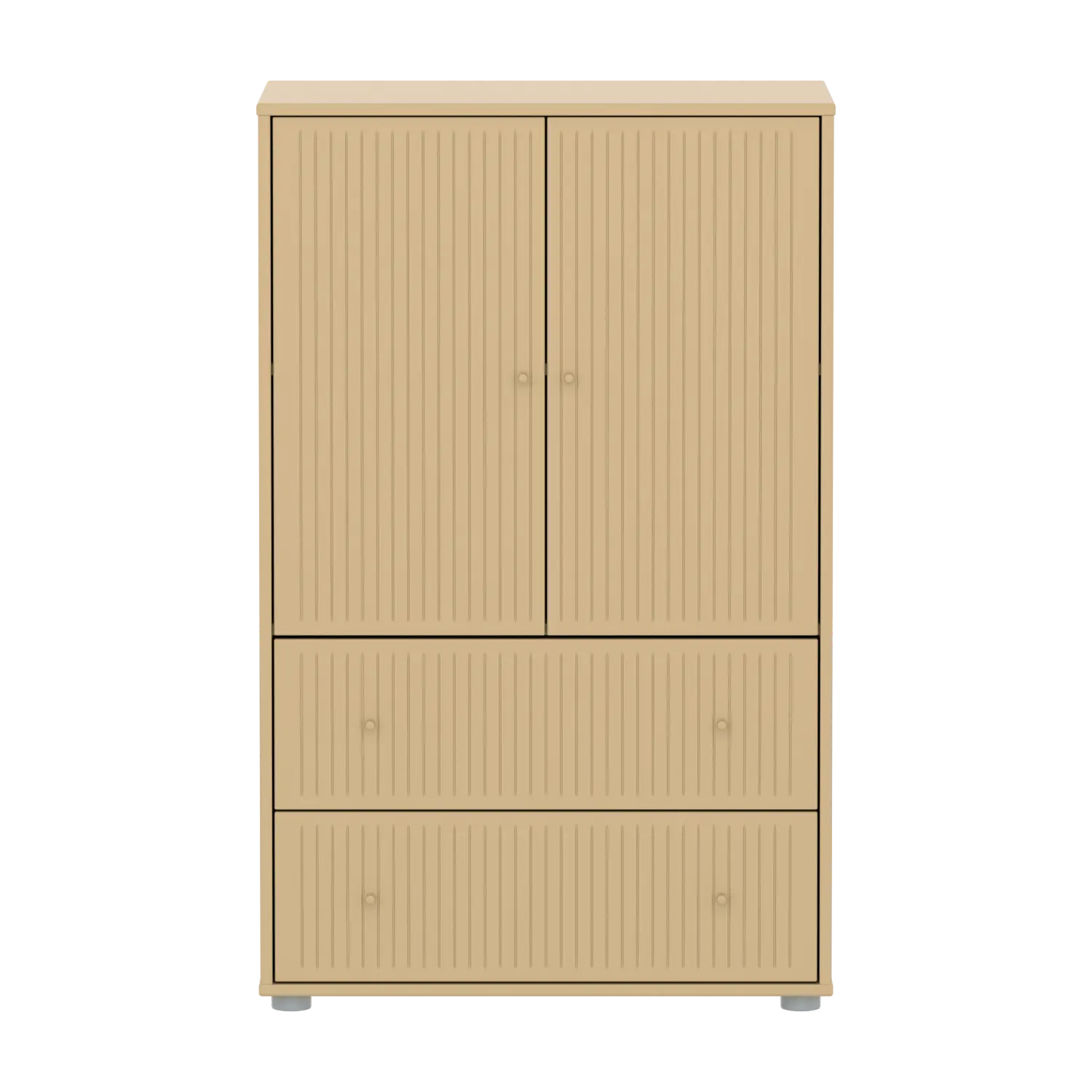 SAGA Cupboard, 2 door & 2 drawer, Sand with grooves