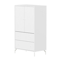 SAGA Cupboard, 2 door & 2 drawer, White with grooves