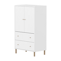 SAGA Cupboard, 2 door & 2 drawer, White with grooves