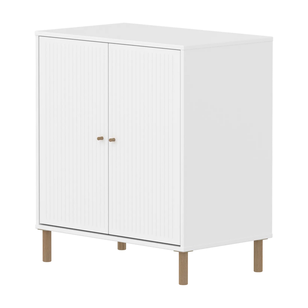SAGA Cupboard, 2 doors, White with grooves