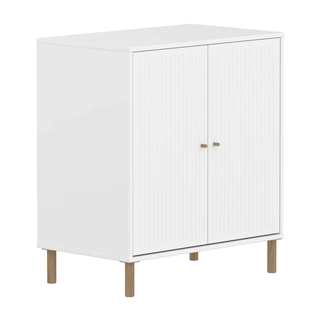 SAGA Cupboard, 2 doors, White with grooves