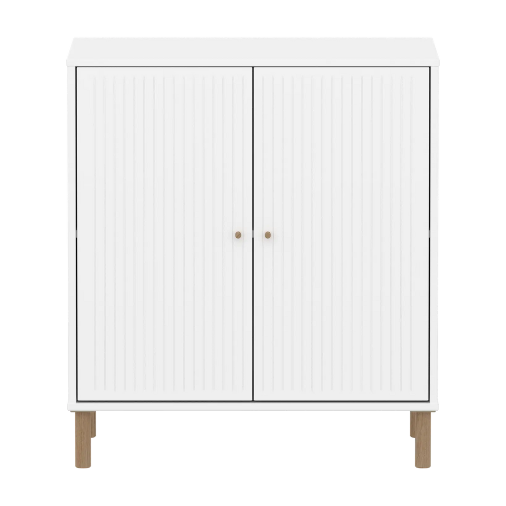 SAGA Cupboard, 2 doors, White with grooves