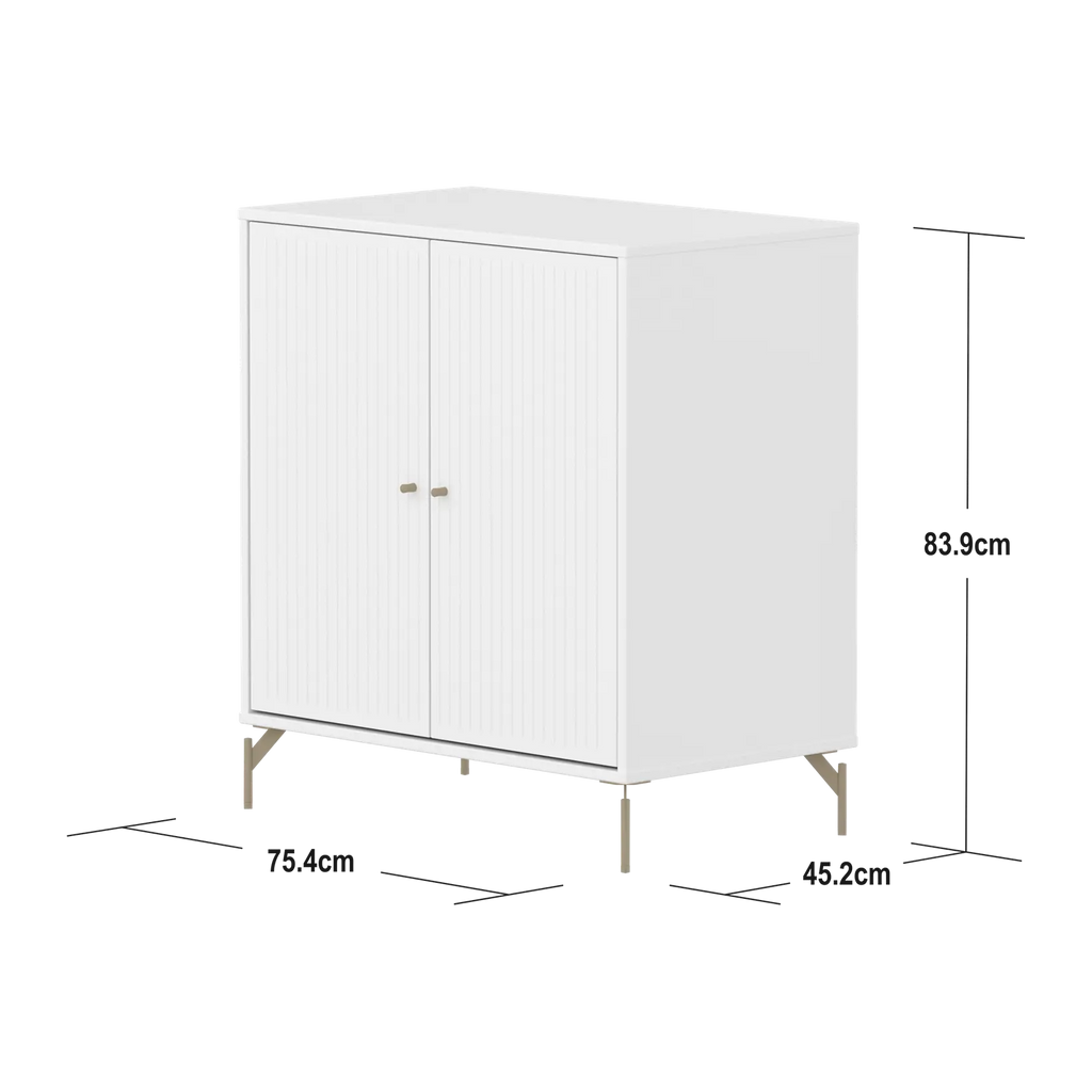 SAGA Cupboard, 2 doors, White with grooves