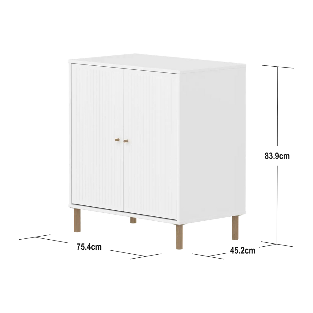 SAGA Cupboard, 2 doors, White with grooves