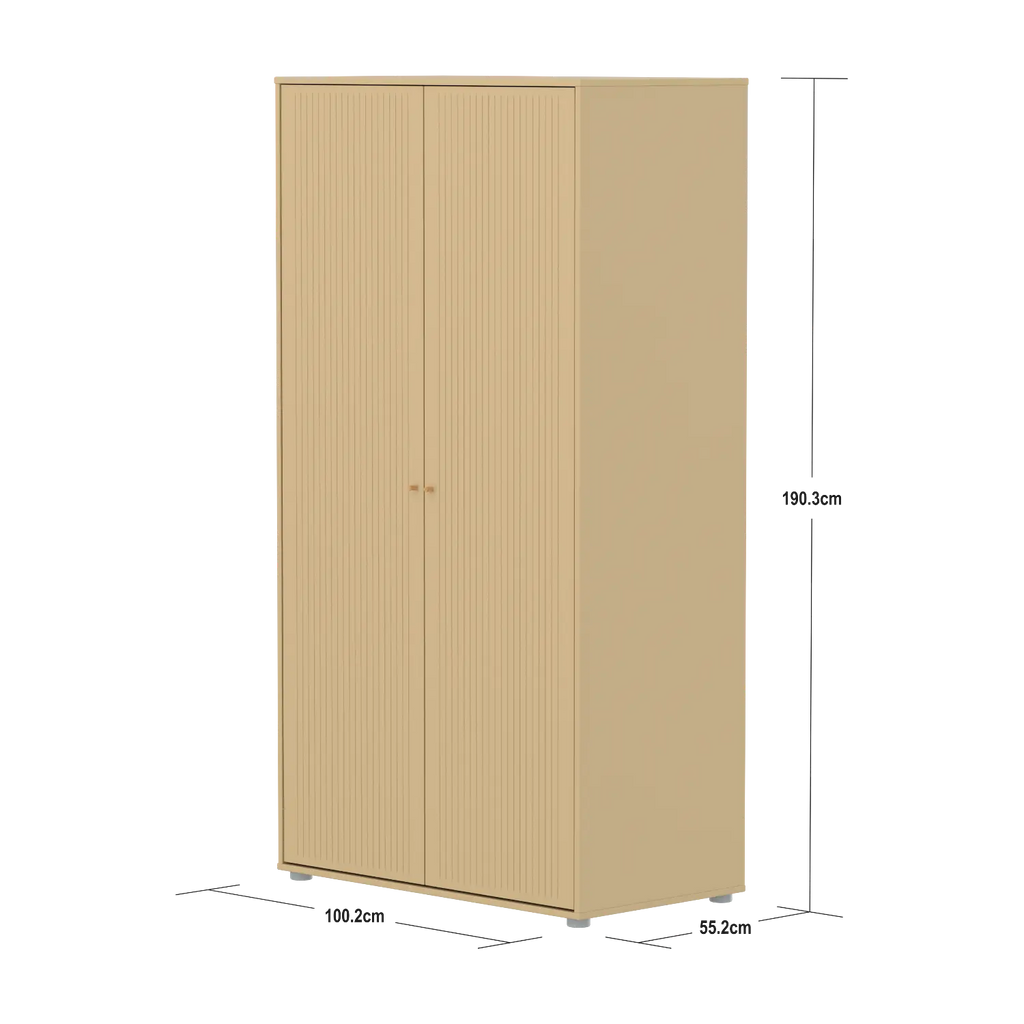 SAGA Wardrobe, 2 door, Sand with grooves