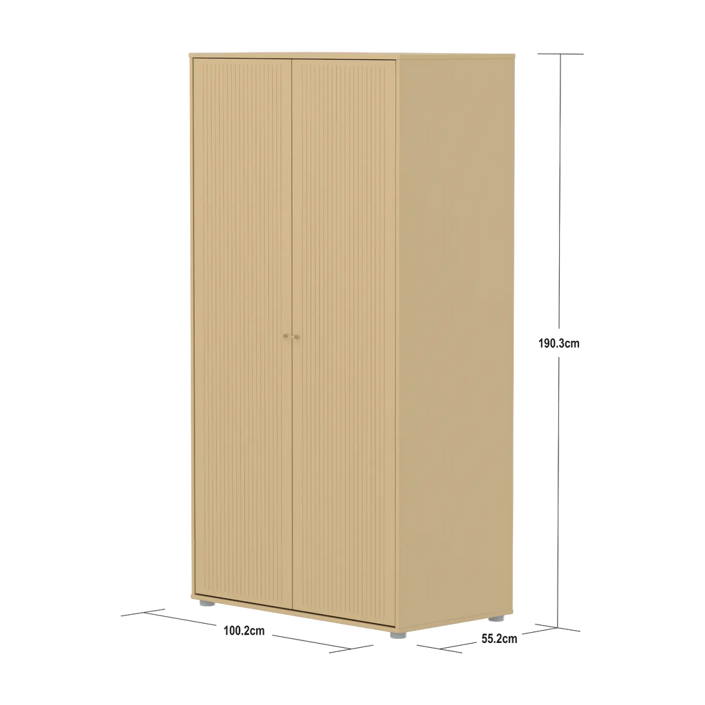 SAGA Wardrobe, 2 door, Sand with grooves
