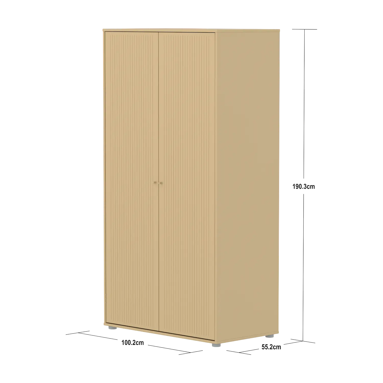 SAGA Wardrobe, 2 door, Sand with grooves