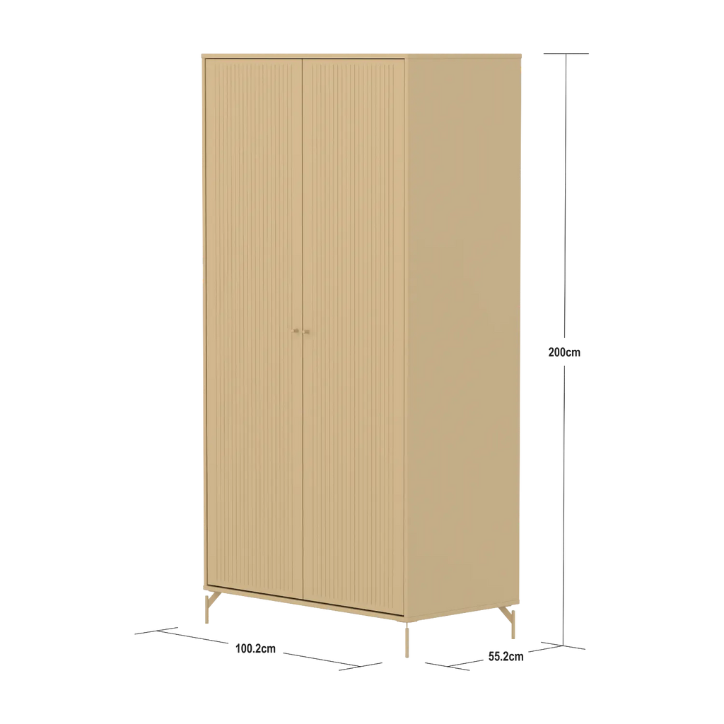 SAGA Wardrobe, 2 door, Sand with grooves