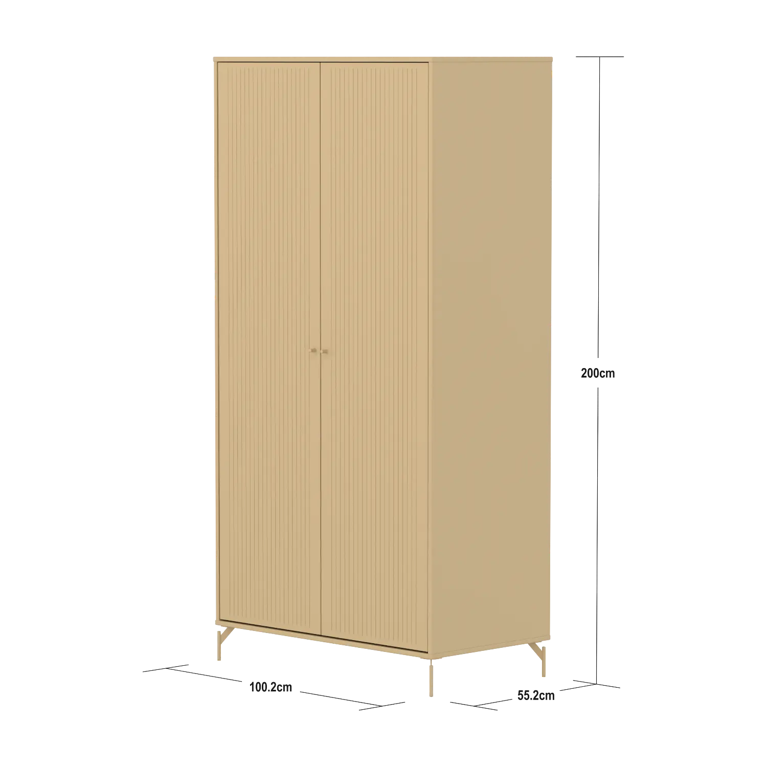 SAGA Wardrobe, 2 door, Sand with grooves