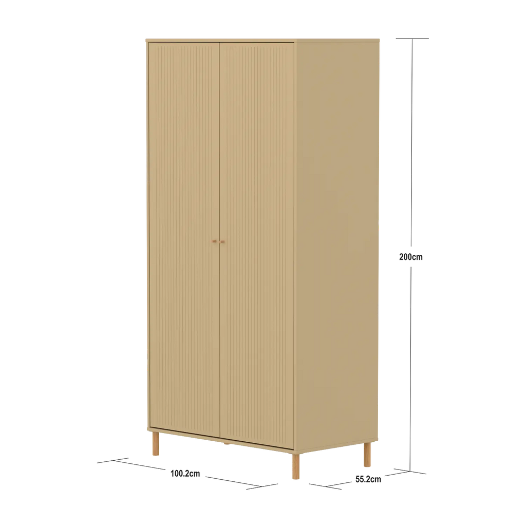 SAGA Wardrobe, 2 door, Sand with grooves