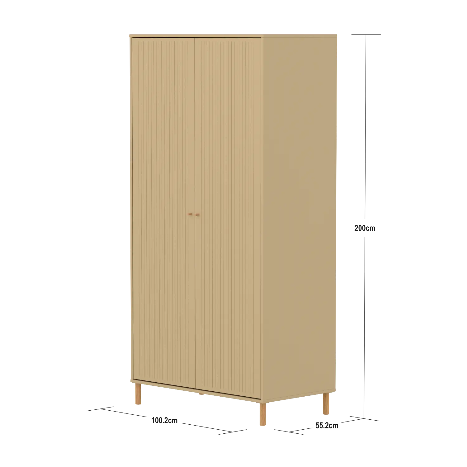 SAGA Wardrobe, 2 door, Sand with grooves