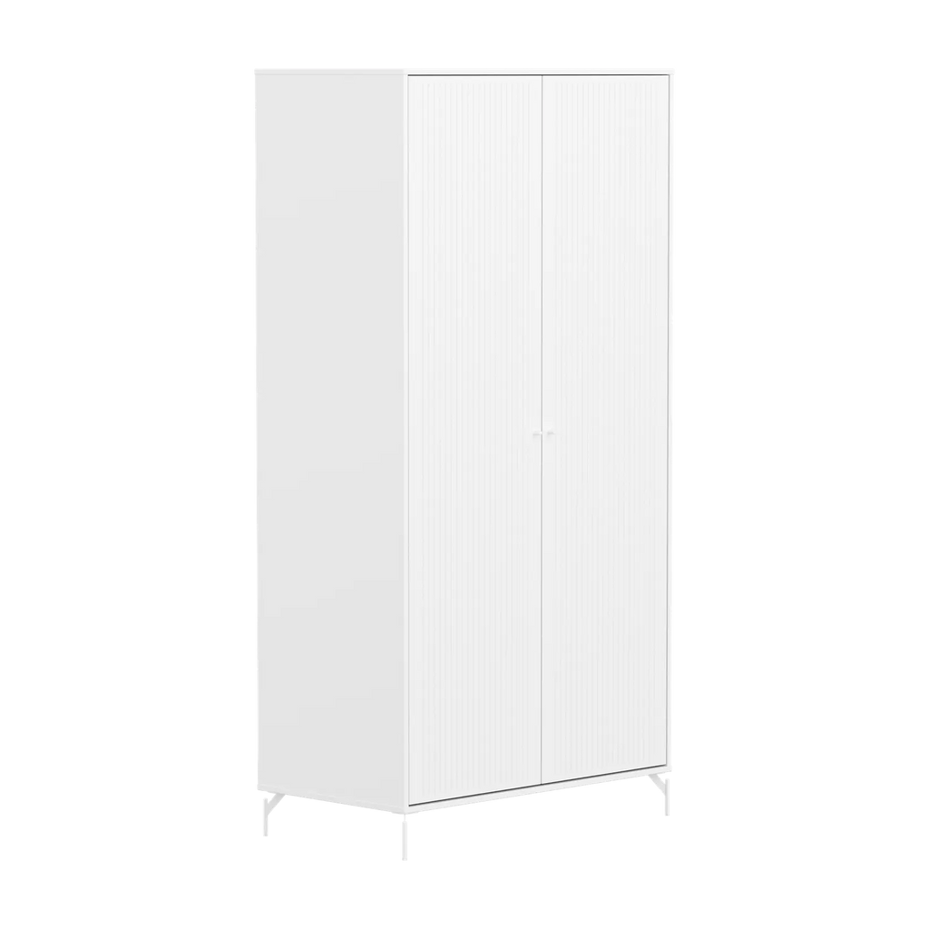 SAGA Wardrobe, 2 door, White with grooves