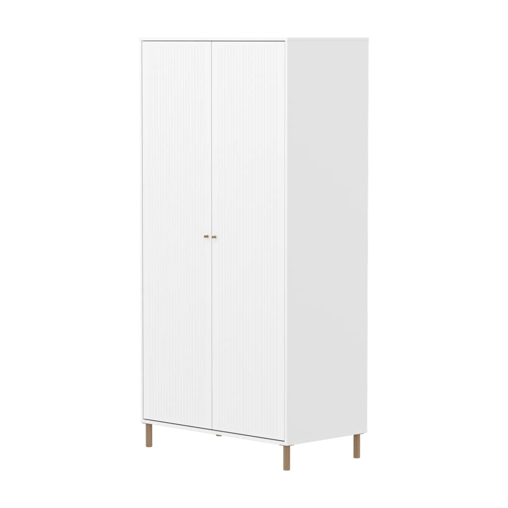SAGA Wardrobe, 2 door, White with grooves