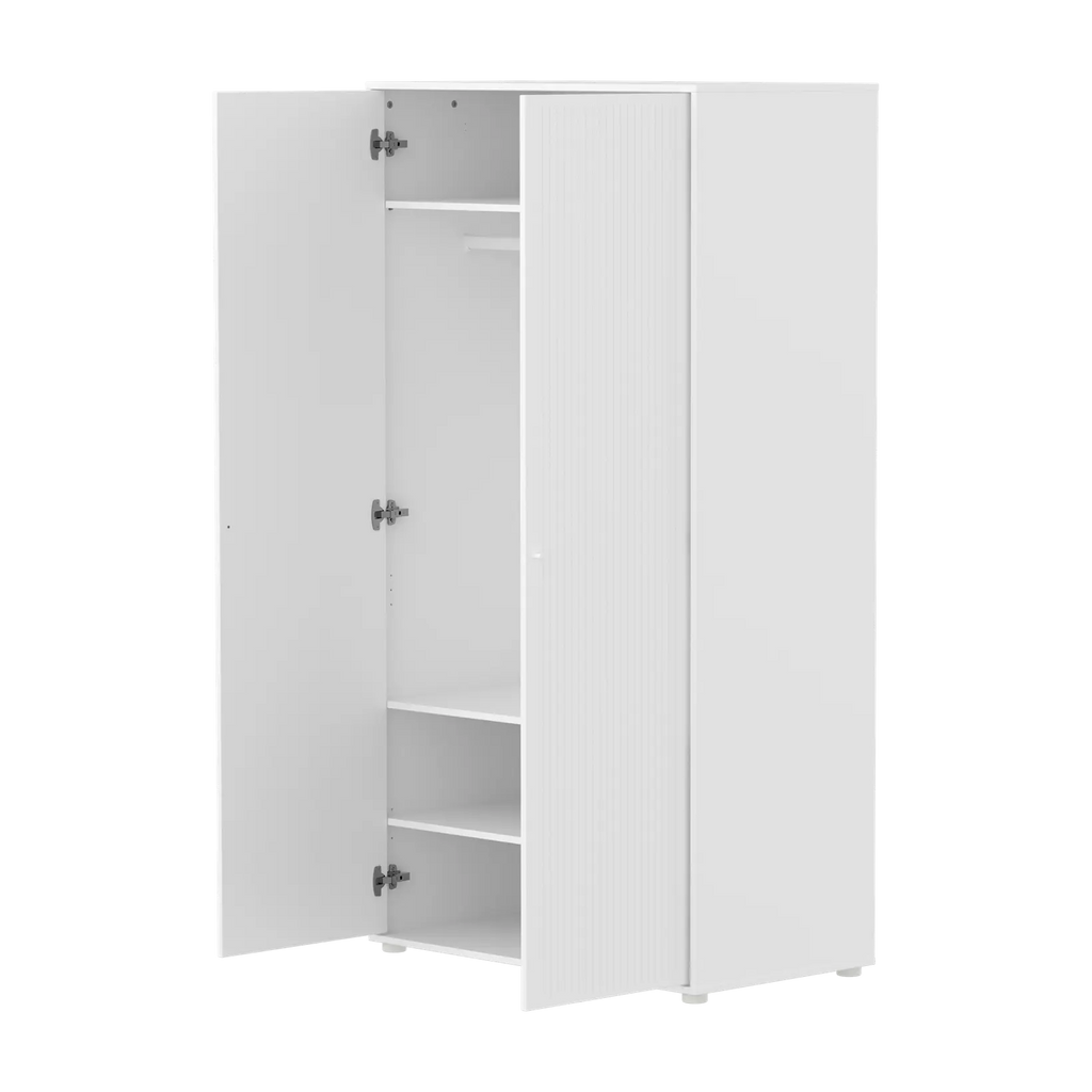 SAGA Wardrobe, 2 door, White with grooves