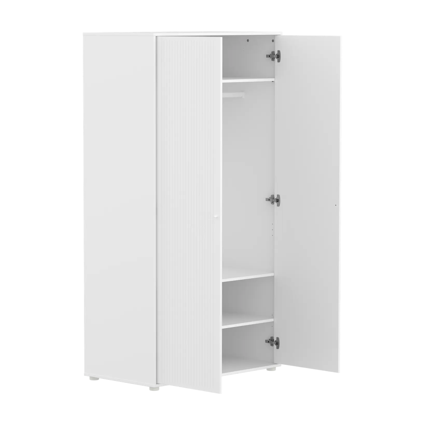 SAGA Wardrobe, 2 door, White with grooves