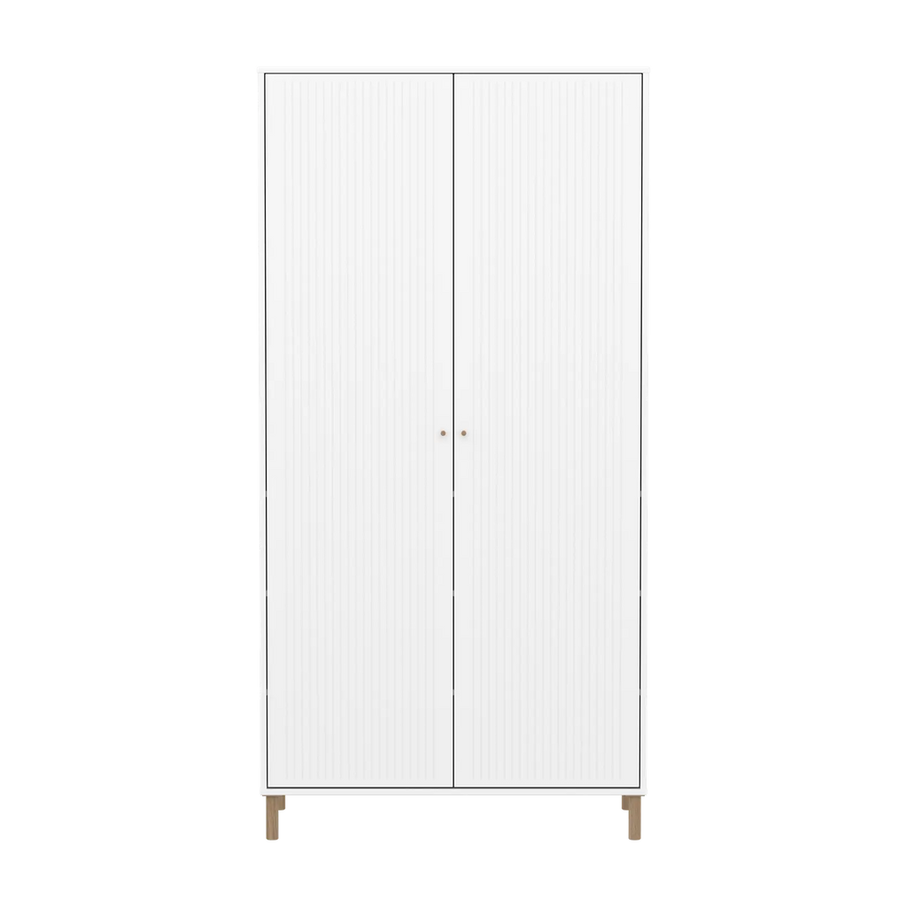 SAGA Wardrobe, 2 door, White with grooves