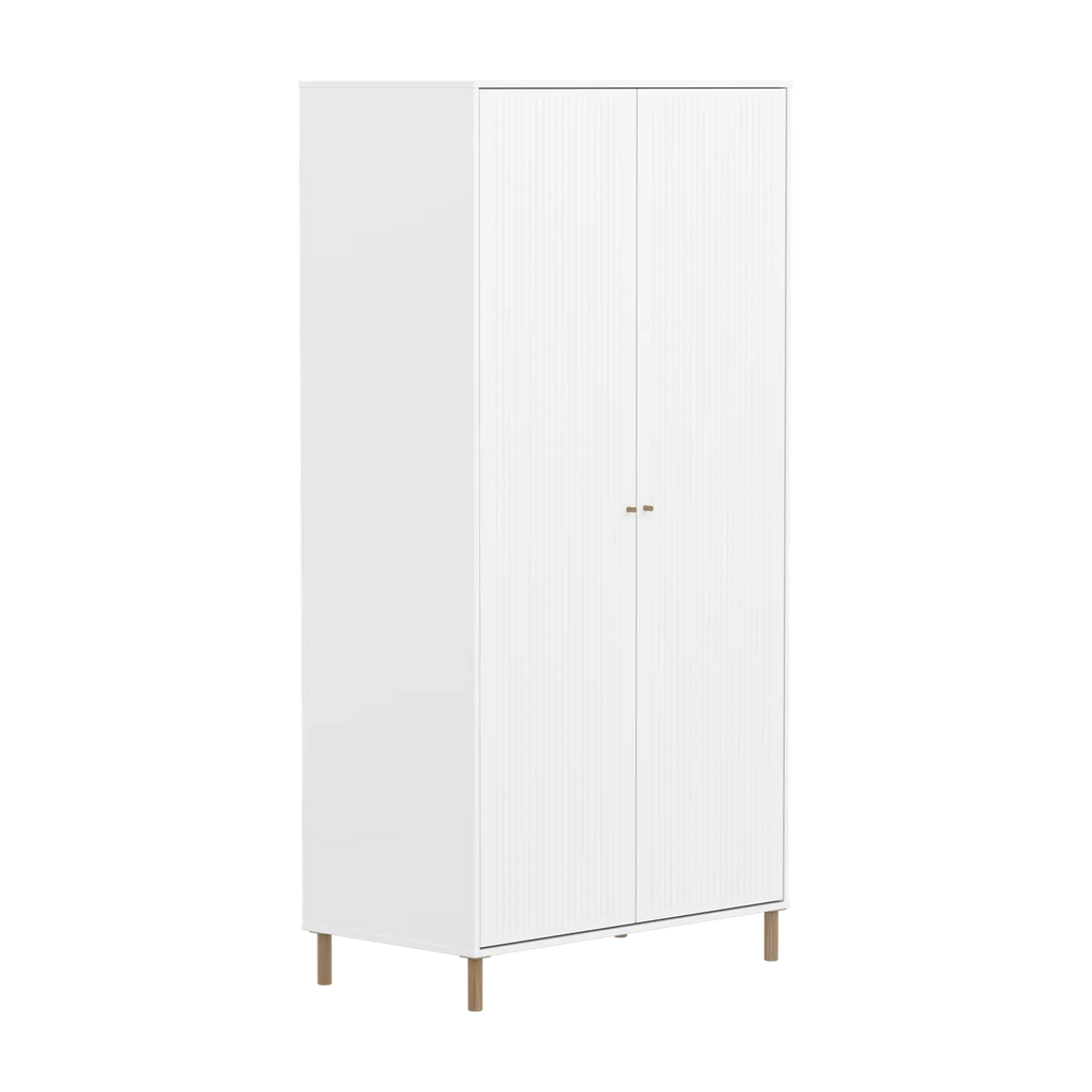 SAGA Wardrobe, 2 door, White with grooves