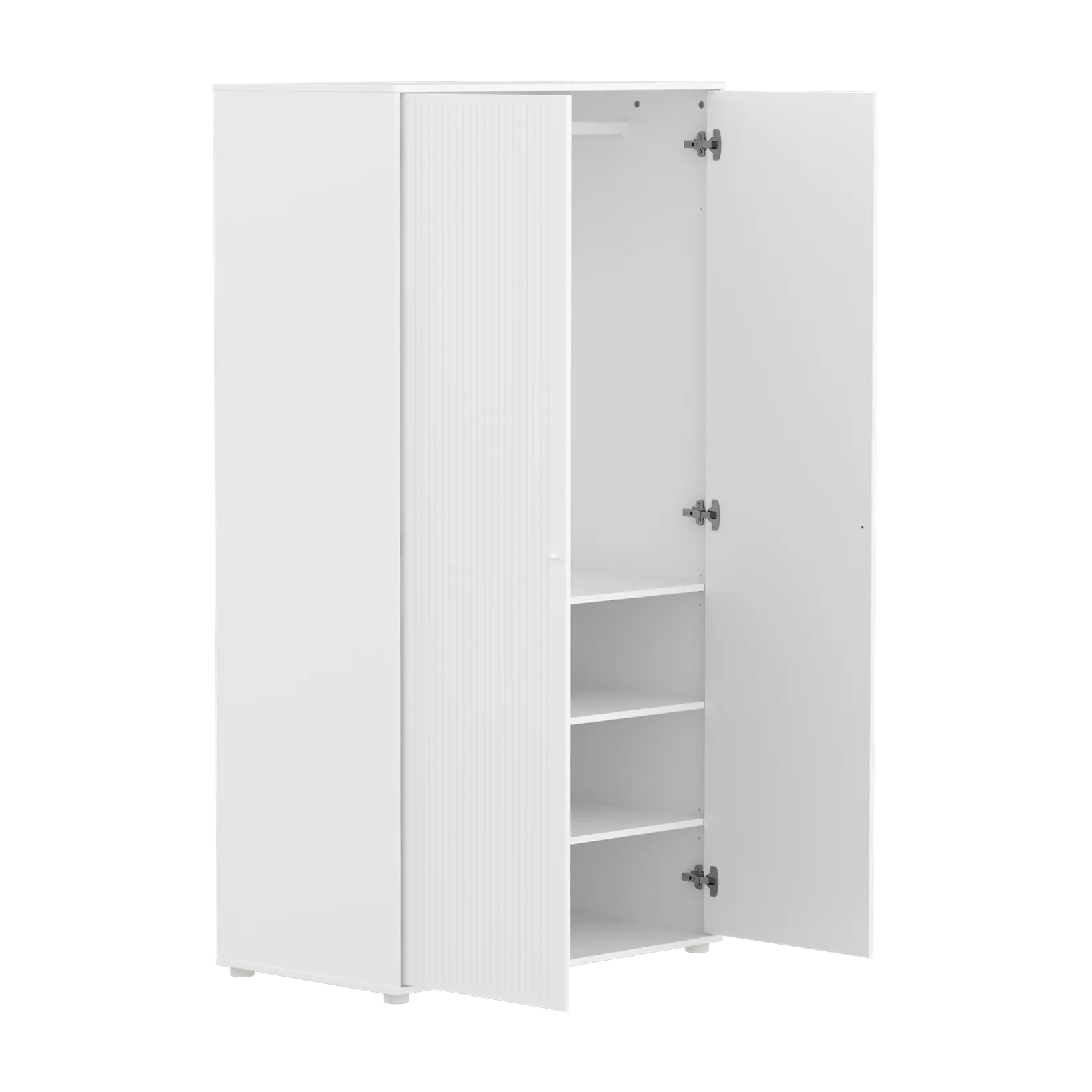 SAGA Wardrobe, 2 door, White with grooves