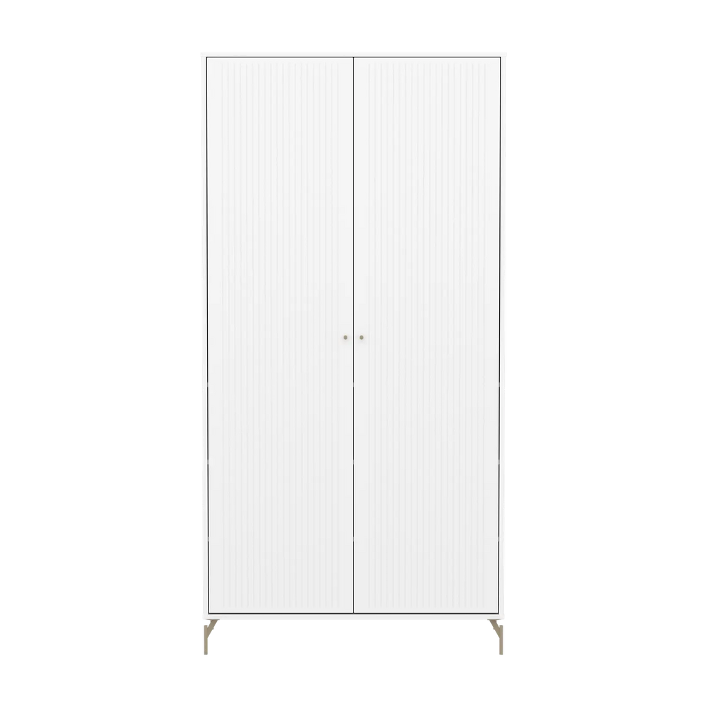 SAGA Wardrobe, 2 door, White with grooves