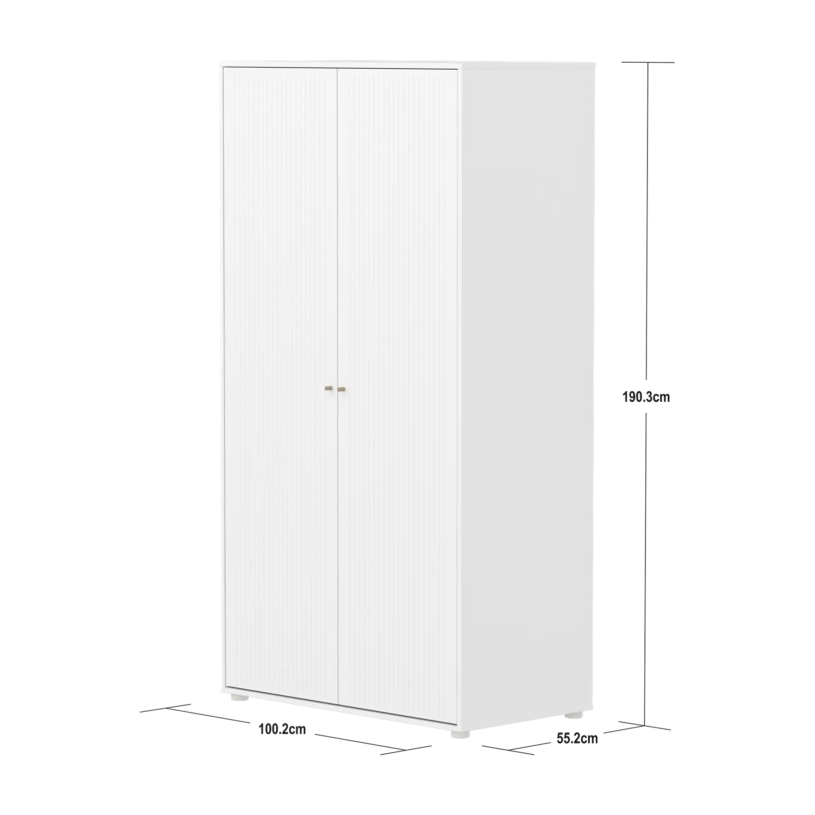 SAGA Wardrobe, 2 door, White with grooves