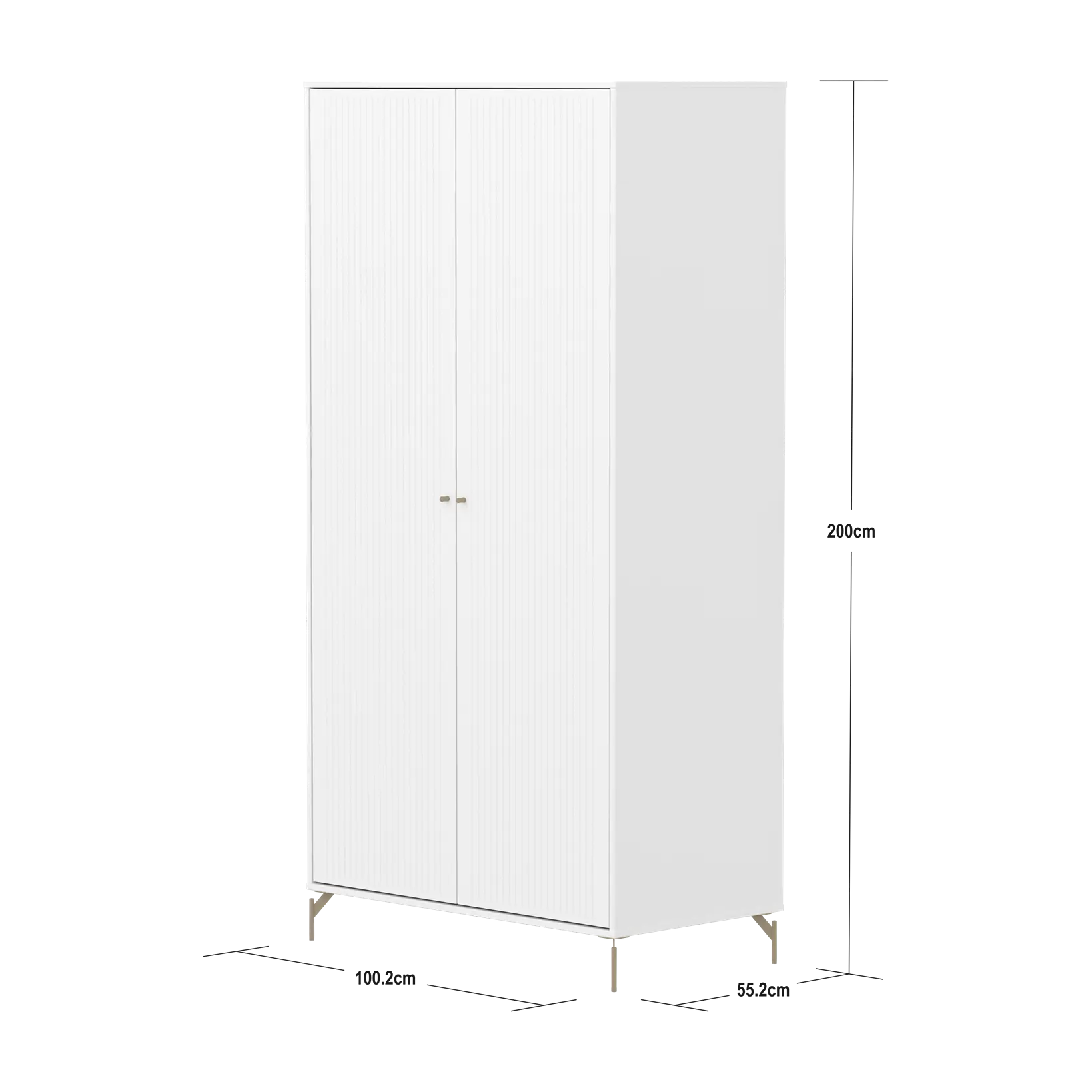 SAGA Wardrobe, 2 door, White with grooves